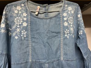 Denim Dress with Embroidery