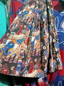 Multicolored Side Cut Long Skirt 22
