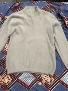 Beige Knit Mock Neck Sweater
