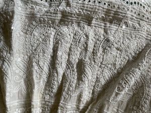 Off White Chikankari Frill Top