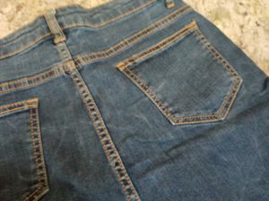 MAX Denim Skirt with Ruffle Ripped Design, Size -S