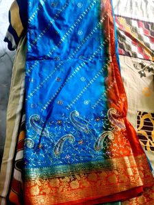 Elegant Blue Embroidered Saree