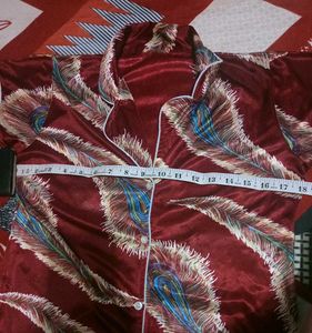 Red Satin Nightsuit For Woman