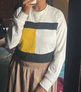 Shein Color Block Cropped Sweatshirt