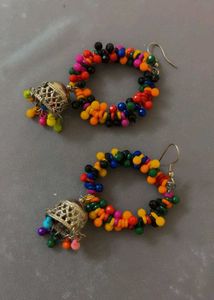 Colorful Beaded Jhumka Earrings