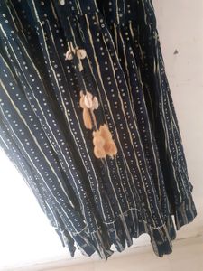 Long Cotton Dress With Embrodary Neck Flore Lenth
