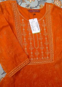 Rust Embroidered Kurta Set