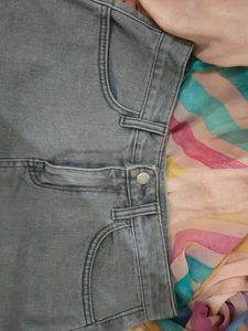 Grey Denim Skirt For Women
