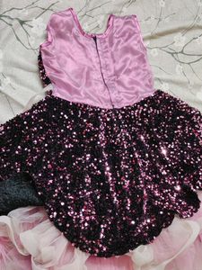Purple Sequin Frock For Party Wear