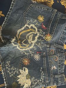Floral Embroidered Denim Shorts