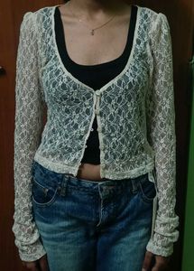 cream lace shrug