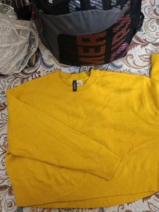 Yellow H&amp;M Knit Crop Sweater