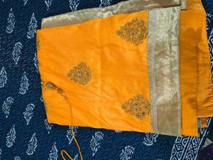 Beautiful Yellow Stone Saree