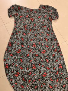 Black Red Floral Dress