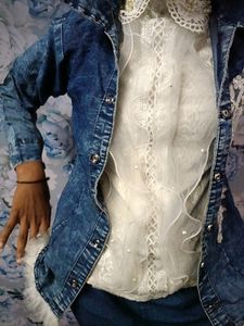 Denim Jacket With Lace