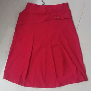 Red Knee Length Skirt