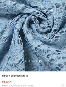 Elegant Blue Lace &amp; Ribbon Bodycon Dress