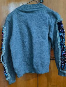 Imported Sequin Detail Grey Sweater
