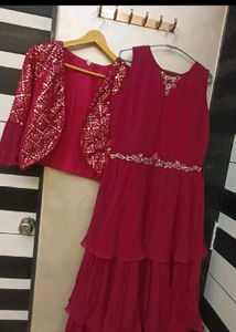 Frill gown with Tikki work koti