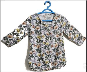 White Floral Print Top