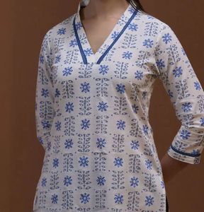 Blue Floral Print Kurta