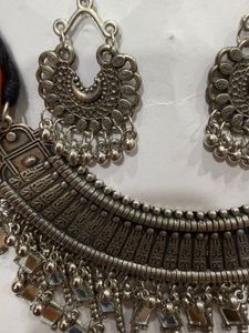 Oxidized Silver Necklace &amp; Earrings