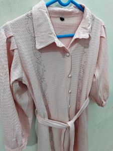 Elegant Pink Shirt Dress