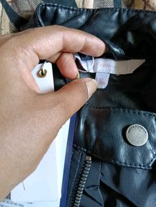Black Leather-Look Biker Jacket