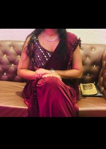 Elegant Maroon Saree with Embellished Blouse