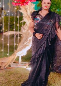 ready made ruffle organza saree
