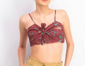 Patterned Tie Front Crop Top