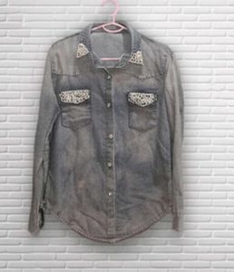 Embellished Denim Button-Down
