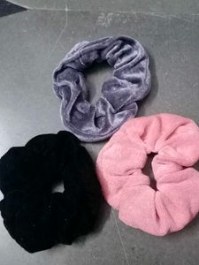 Combo Of 3 Velvet Scrunchies