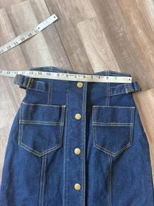 Denim Button-Down Midi Skirt