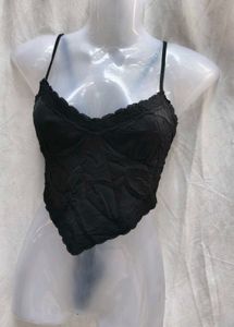 1441. Black Lace Trim Cami Top