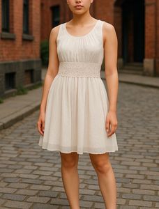 Netted Beige Sleeveless Dress