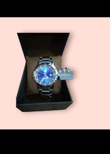 Lime Stone Free Size Silver Watch