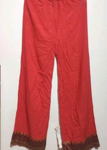 Coral &amp; Brown Kurta Plazo For 32 Bust