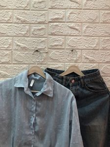 cute sky, blue top and unique colour Jeans🍬