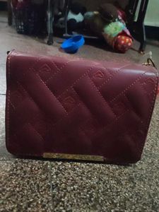 Burgundy Quilted Crossbody Bag