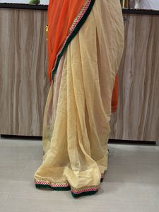 Elegant Orange &amp; Beige Saree