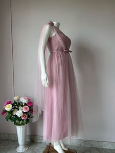 Tulle Pink One Shoulder Gown