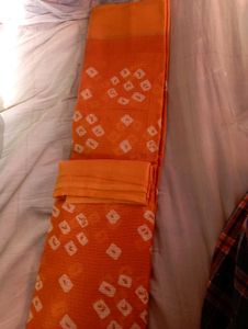 Cotton Silk Bandini Orange Saree