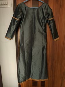 Grey Chanderi Silk Ethnic Kurta(Women)