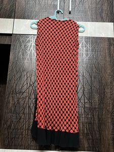 Coral-Black Bodycon Dress