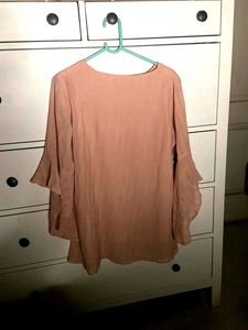 Peach Ruffle Sleeve Blouse