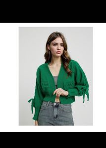 Stylish Green Cropped Cardigan