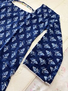 Blue Printed Short Kurti