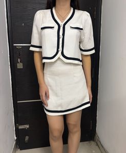White And Black top skirt set