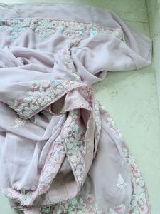 Embroidered Light Pink Saree